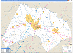Rocky Mount Metro Area Wall Map Basic Style 2026